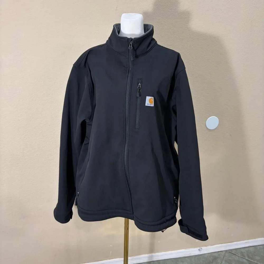Carhartt Storm Defender Jacket Black Sz XL Rain Defender Embroider Logo Outdoor
